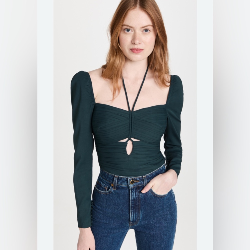 Self Portrait Slate Stretch Crepe Cut Top size 2